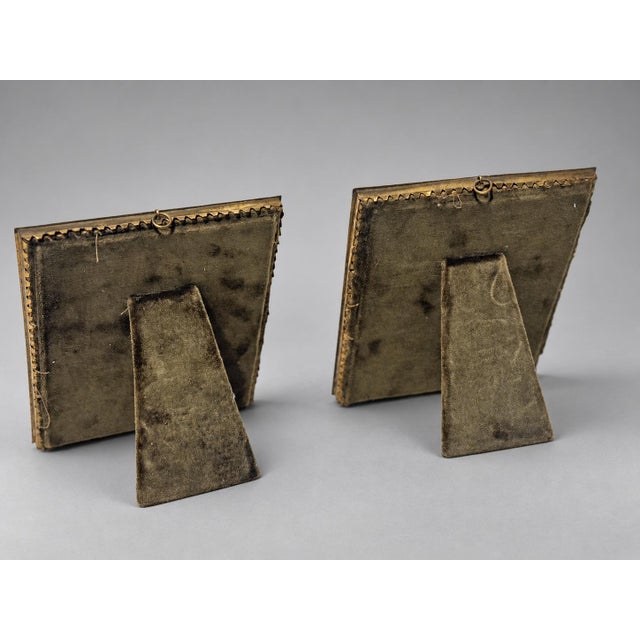 Pair of Napoleon III Style Boulle Inlaid Miniature Picture Frames, C. 1890 For Sale - Image 4 of 10