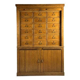 Vintage Roller Door Filing Cabinet, 1950s For Sale