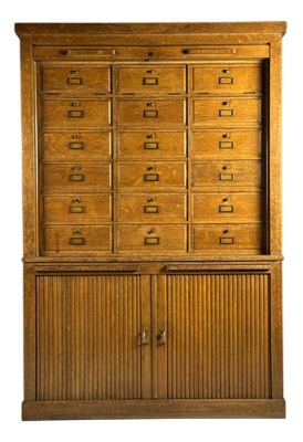 Vintage Roller Door Filing Cabinet, 1950s