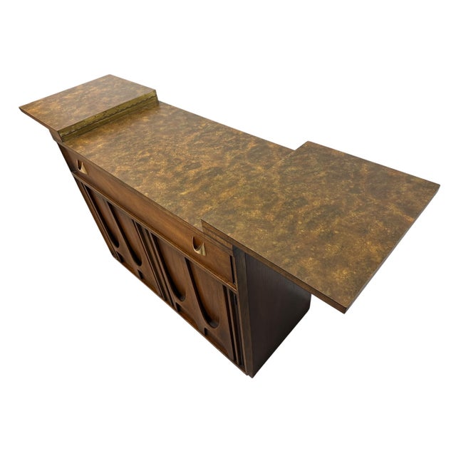 Mid-Century Modern Broyhill Brasilia Walnut Flip-Top Server For Sale - Image 9 of 11
