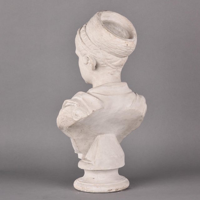Sculpture Materials Vintage Plaster Bust of a Woman in Classical Drapery For Sale - Image 7 of 12