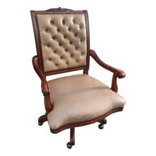 1970s Experience the Executive Luxury With the Vintage Jeffco Chesterfield Executive Leather Chair For Sale
