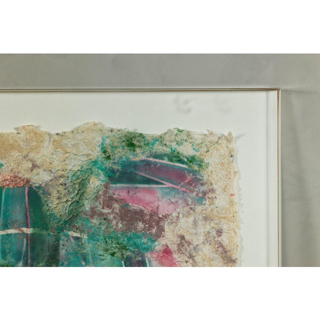 Plastic Leanne Weissler Abstract Painting in Lucite Box Frame with Vibrant Pastel Hues For Sale - Image 7 of 12