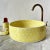 Contemporary Moroccan Ceramic Yellow Sink for Bathroom, Vessel Sink with Brass Drain - 3 Piece Set For Sale - Image 3 of 8