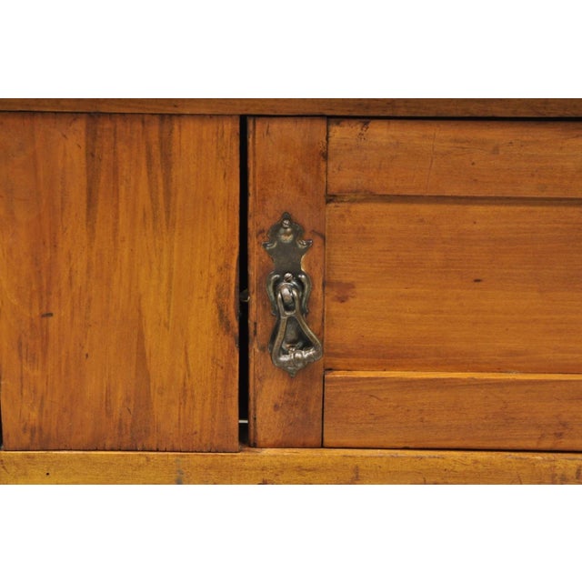 Antique English Arts & Crafts Birch Wood Green Tile Backsplash Washstand Server For Sale - Image 14 of 18