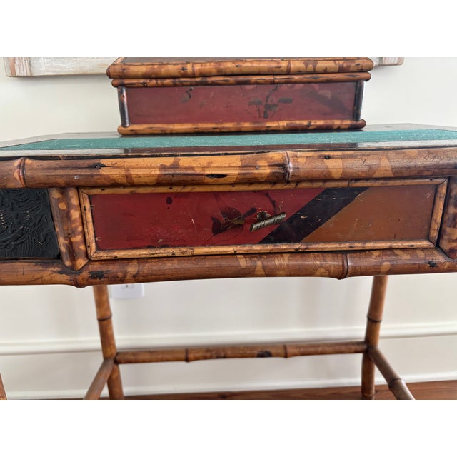 19th C. English Antique Bamboo Writing Desk For Sale In Savannah - Image 6 of 15