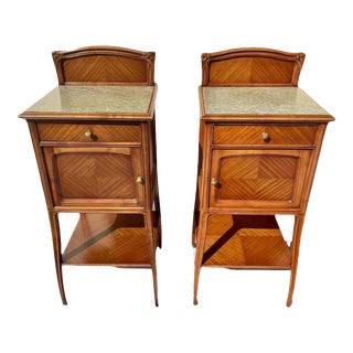 French Art Nouveau Vintage Nightstands on the Style of Louis Majorelle a Pair. For Sale