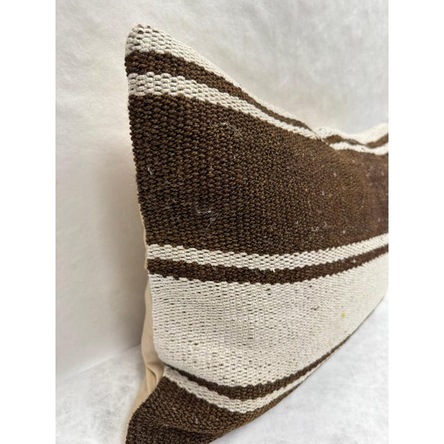 Turkish Hemp Pillow Cushion Natural Beige Brown Pillow Cushion Cover 16" x 24" For Sale - Image 4 of 4