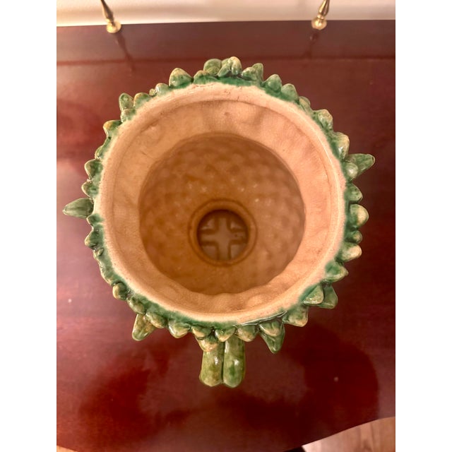 Vintage Minton-Style Majolica Ceramic Pineapple Vase For Sale - Image 9 of 10