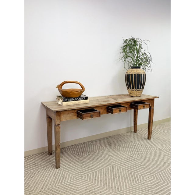 Nadeau Indonesian Solid Wood Antiqued Console Sofa/Entryway Rustic Primitive For Sale - Image 11 of 11