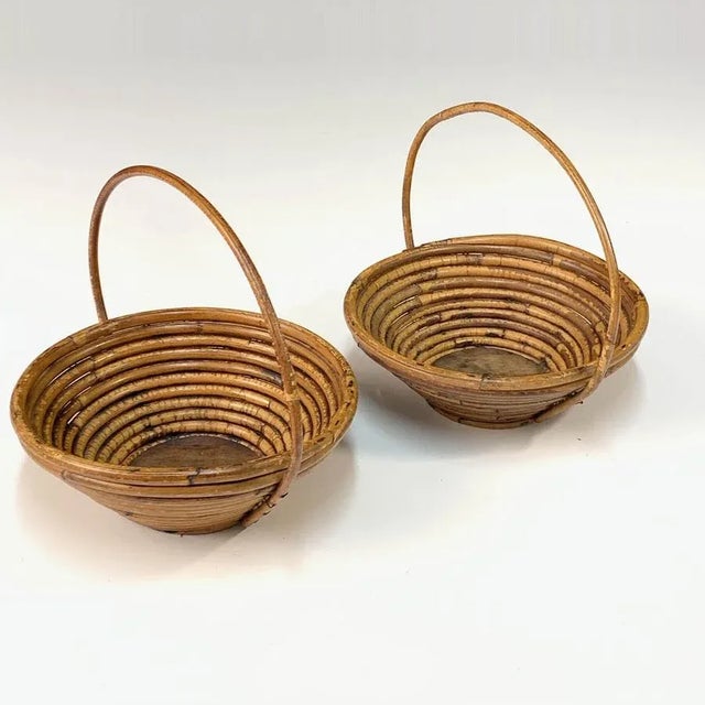 Mid-Century Modern Mid-Century Bamboo and Rattan Bowls, 1970s, Set of 2 For Sale - Image 3 of 18
