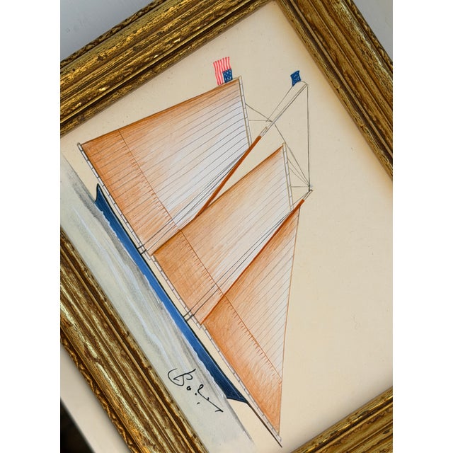 Hand-painted by master artists using acrylic paints and natural pigments, this sailboat pairs softly shaded peach and...