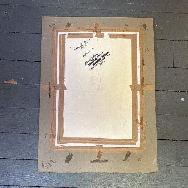 1970s 1970’s Original Impressionist Watercolor Painting “Jungle God” For Sale - Image 5 of 5