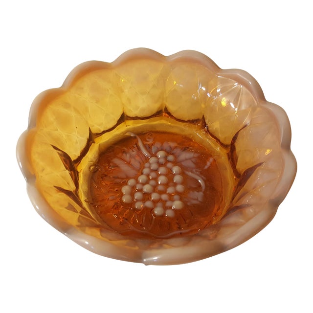Fenton Carmel Opalescent Grape and Diamond Bowl For Sale