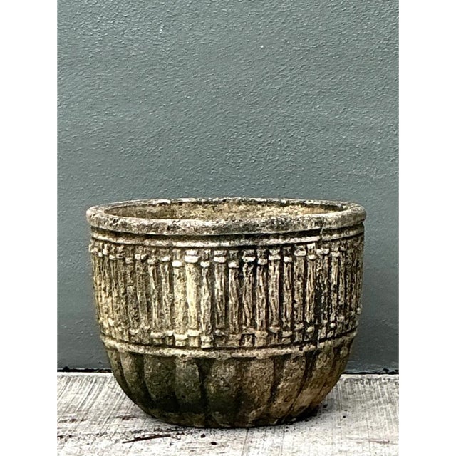 Mid 20th Century Vintage Concrete Fluted Garden Planter For Sale - Image 5 of 12