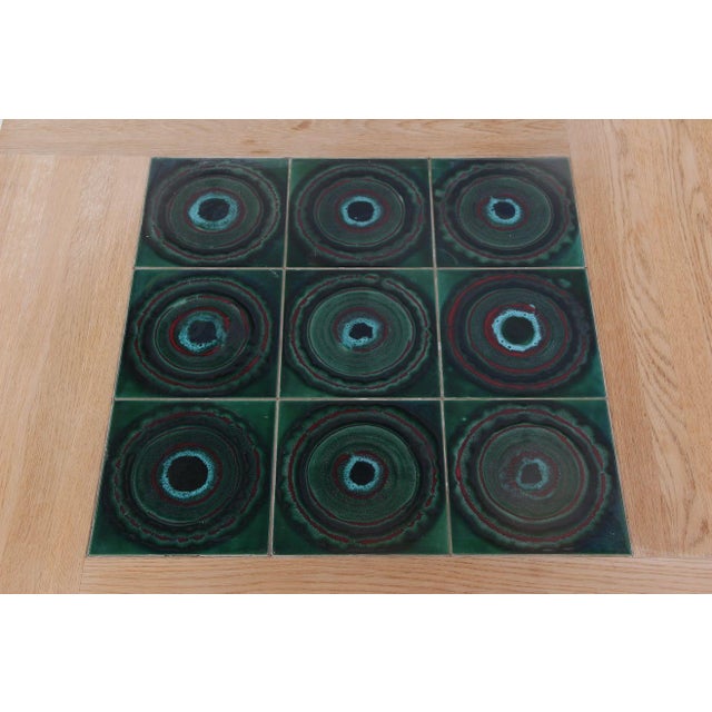 1970s Vintage Danish Coffee Table in Oak with Green Tiles by Edmund Jørgensen, 1970s For Sale - Image 5 of 8
