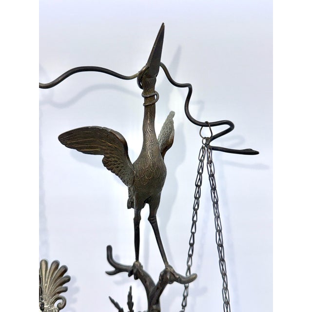 Pair of Grand Tour Pompeiian NeoClassical Bronze Heron Oil Lamps with Mouse, Swan For Sale - Image 4 of 18