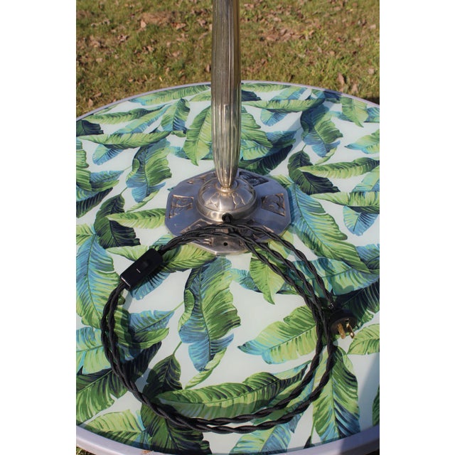 French Art Deco Table Lamp With a Glass Shade Signed Degué For Sale - Image 9 of 15