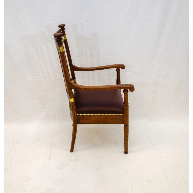 Vintage Quarter Sawn Oak Armchair For Sale - Image 4 of 13