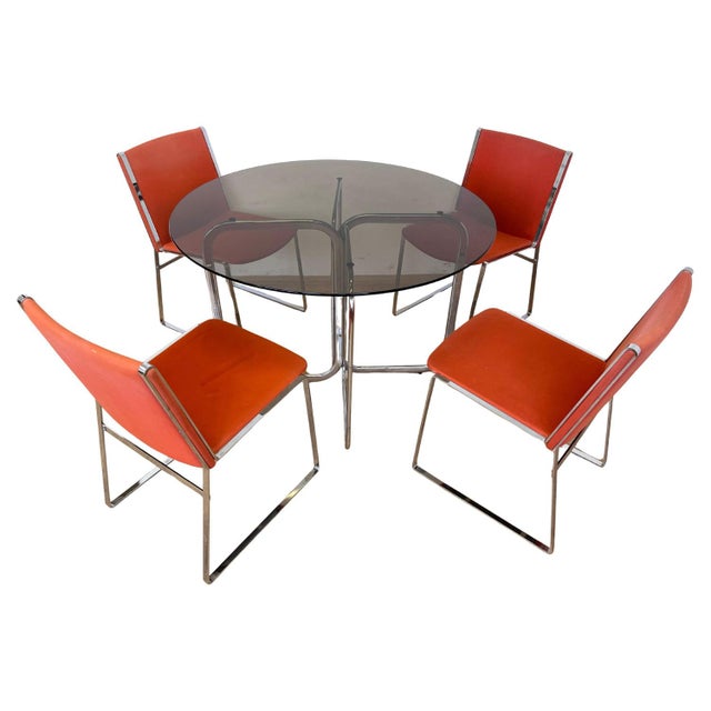 Mid-Century Chrome Dining Chairs and Table, 1970s, Set of 5 For Sale - Image 16 of 16
