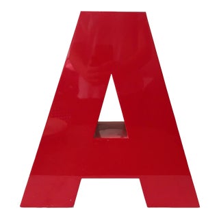 Large Red Metal "A" Sign For Sale