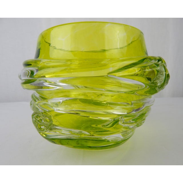 Modern Chartreuse Art Glass Bowl by Merilee Moore For Sale - Image 4 of 10