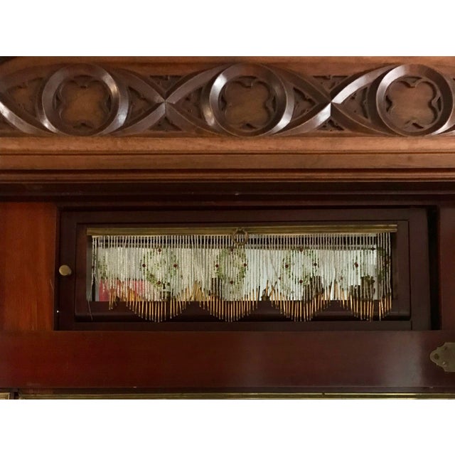 Brown Early 20th Century Exquisite Neo-Gothic/Renaissance Revival Antique Armoire - A Rare Find For Sale - Image 8 of 18