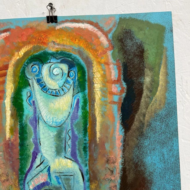 Abstract 1980s Byron Gálvez Modernism Dreamy Blue Abstract Artwork Mexico For Sale - Image 3 of 11