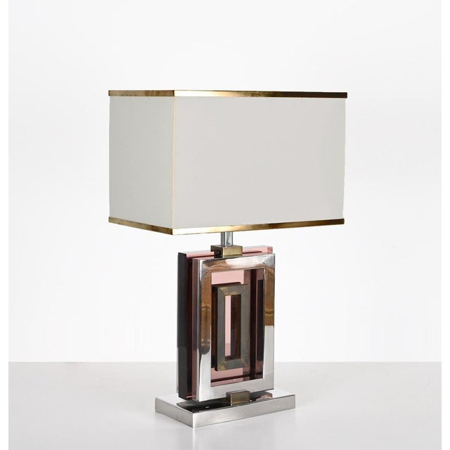 Table Lamp in Acrylic Glass, Chrome and Brass by Romeo Rega, Italy, 1970s For Sale - Image 13 of 18