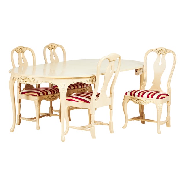 Rococo-Style Dining Table and Chairs, 1930s, Set of 5 For Sale