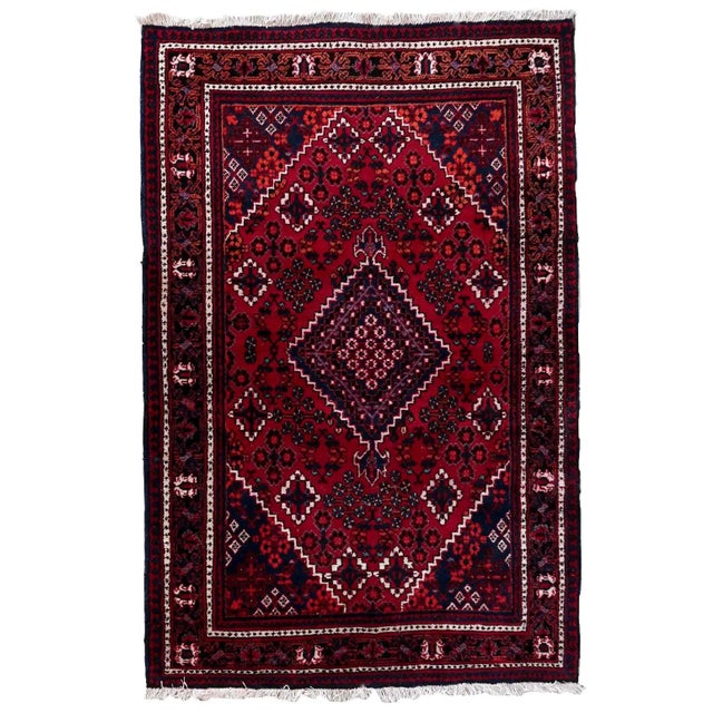 1970s Handmade Vintage Persian Hamadan Rug 4.4' X 6.7' For Sale - Image 13 of 13