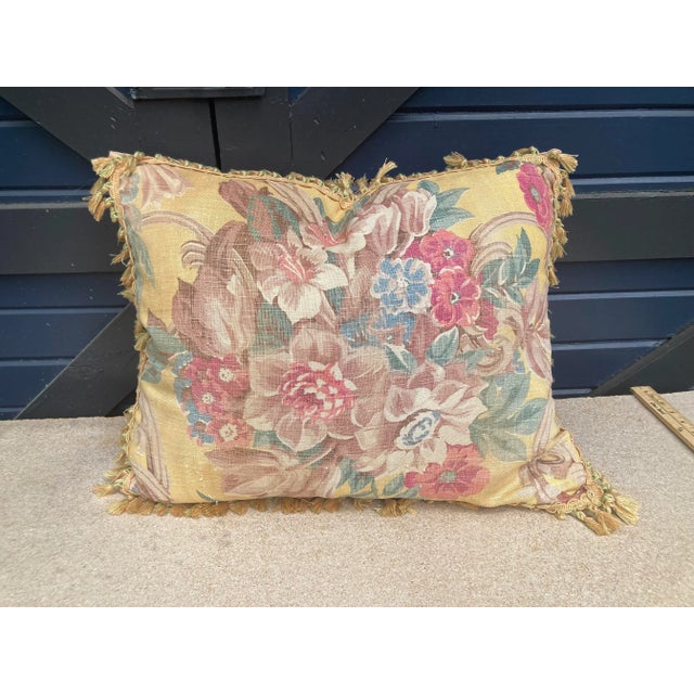 Floral Printed Linen Pillow Chairish