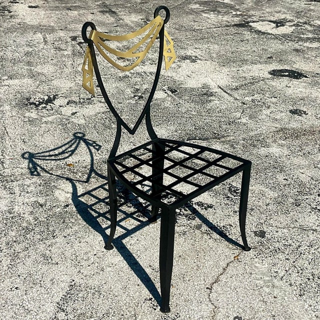 Black Vintage Postmodern Swag Metal Chair For Sale - Image 8 of 11