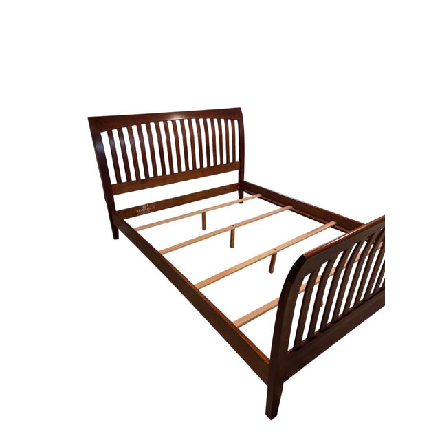 1990s 1990s Ethan Allen American Impressions Queen Sleigh Bed Mission Arts Crafts Headboard For Sale - Image 5 of 13