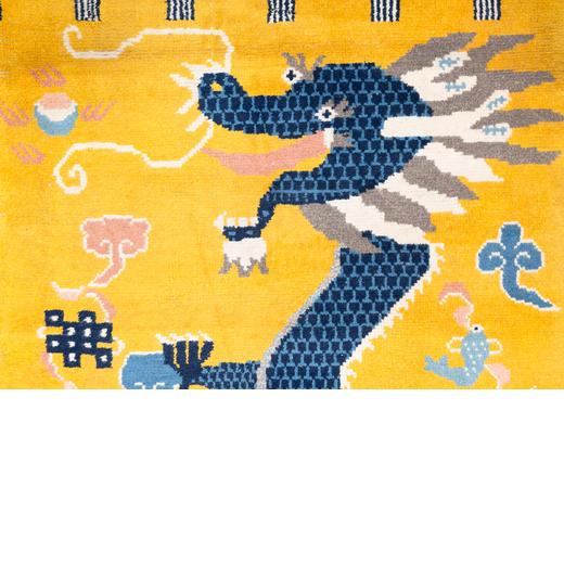 Rug & Kilim Vintage Chinese Pictorial Pillar Runner in Gold With Dragon Motif - Rug & Kilim For Sale - Image 4 of 5