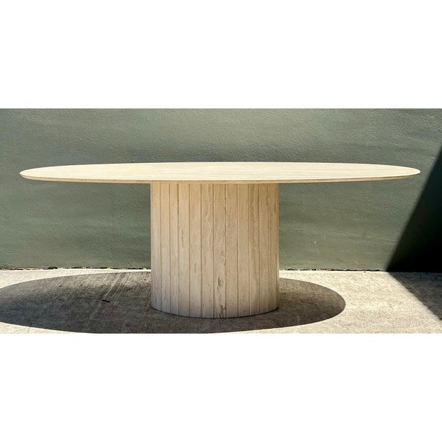 Vintage Italian Travertine Oval Dining Table For Sale - Image 9 of 12