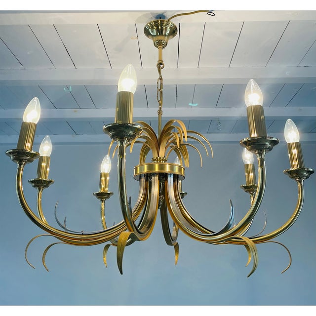 Maison Jansen Brass and Chrome Pineapple Chandelier from Maison Jansen, 1970s For Sale - Image 4 of 9