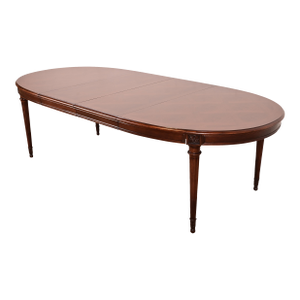 Karges French Regency Louis XVI Carved Walnut Extension Dining Table With Parquet Top, Newly Refinished