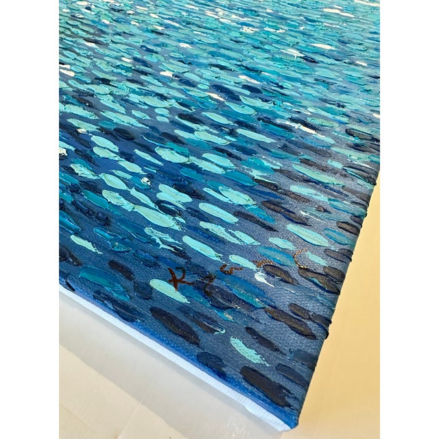 Wood Abstract Ocean Seascape Painting — Original Oil on Canvas For Sale - Image 7 of 8