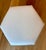 Ethan Allen Ethan Allen White Leather Greek Key Nailhead Ottoman / Hexagon Stool For Sale - Image 4 of 5