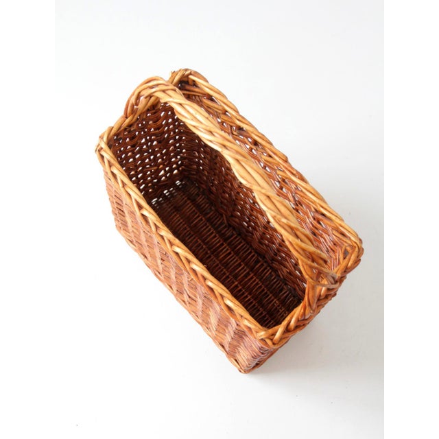 Brown Vintage Wicker Market Basket For Sale - Image 8 of 15