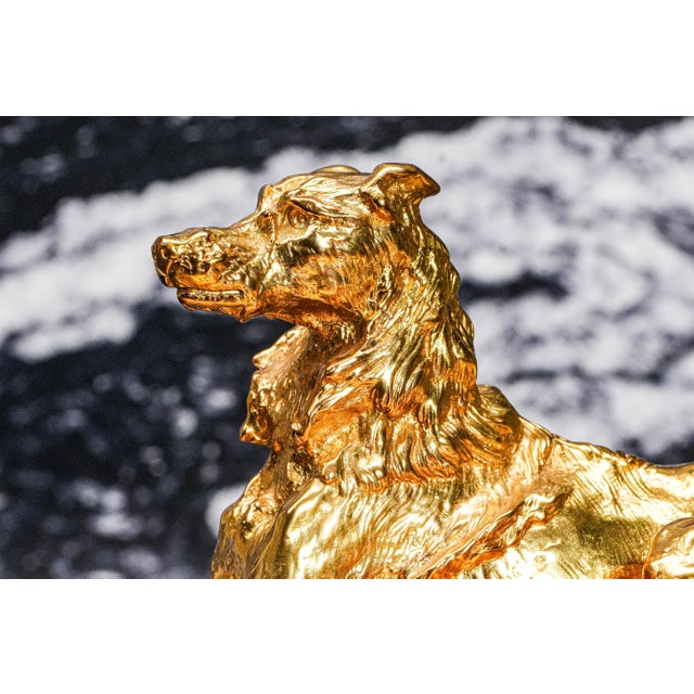 Stunning Gilded Bronze Dog Antique Double Desk Inkwell Ink Stand Art Statue Sculpture For Sale - Image 4 of 16