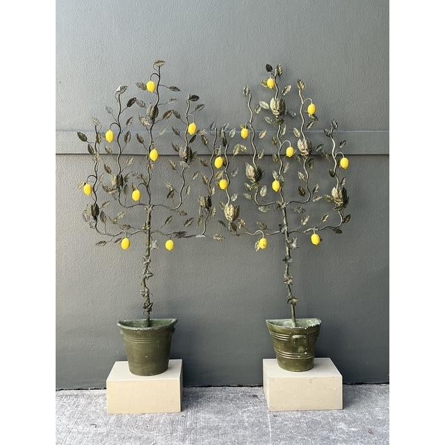 Vintage Italian Lemon Tole Tree Lights - A Pair For Sale - Image 10 of 12