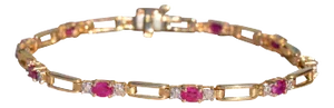 The Oceanside: Yellow Gold Ruby and Diamond Tennis Bracelet