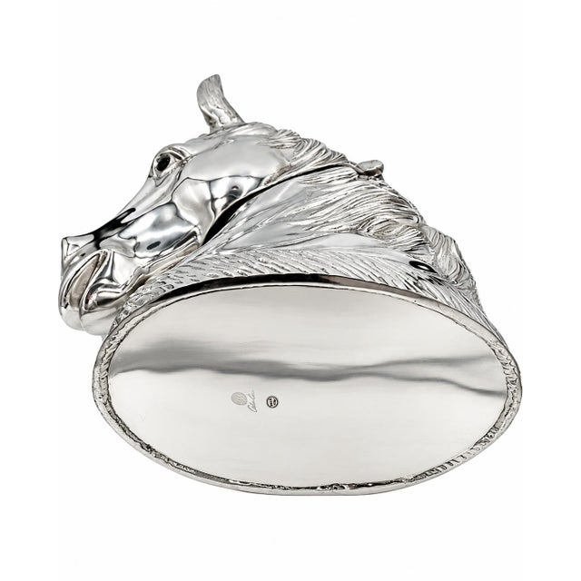 Silver Vintage Equestrian Horse Head Champagne Ice Bucket Cooler Silverplate For Sale - Image 8 of 13