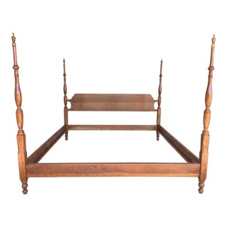Stickley Chippendale Style Four Poster Cherry King Size Bed with Old Mansion Finish For Sale