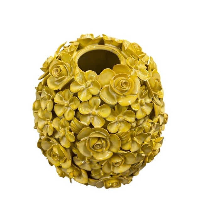 2000 - 2009 Vintage Italian Ceramic Capodimonte-Style Floral Vase For Sale - Image 5 of 12