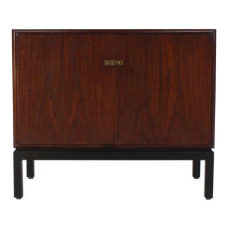 Mid-Century Modern Oiled Walnut 2-Door Bachelor Chest Cabinet For Sale