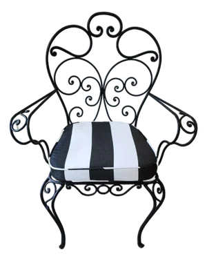 Vintage Wrought Iron Garden Armchair With Cabriole Legs
