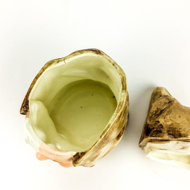 Ceramic Vintage Majolica Ceramic Bernard Bloch Monk Tobacco Humidor For Sale - Image 7 of 10